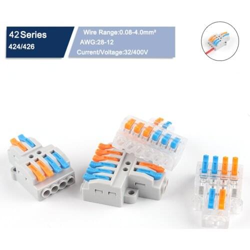 5PCS SPL TYPE Quick Push-in With Lever Wire Connector Universal Wiring Conductor Electric Splitter Splicing Terminal Block
