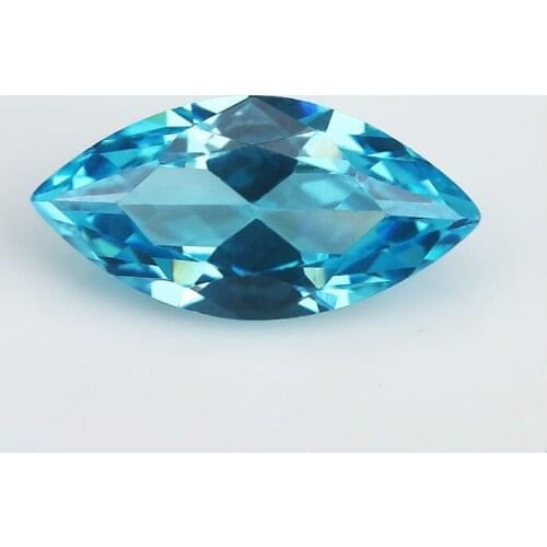 50PCS 1.5x3~10x20mm Marquise Shape Sea BLue AAAAA Loose stone Cubic Zirconia CZ Gems Machine Cut For Jewelry DIY Stone