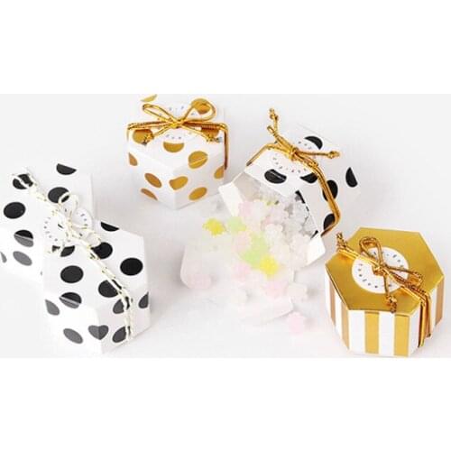500pcs Hexagon Style Wedding Favors Supplies Dot Candy Boxes Gift Box Party Packaging Chocolate Box Baby Shower Favor