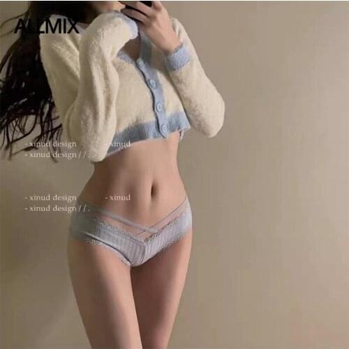 ALLMIX Sexy Womens Pure Cotton Panties Hollow Out Breathable Lace Underpants Low-Waist Fashion Female Soft Comfort Briefs