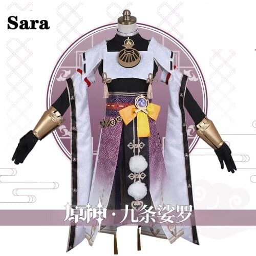 Anime Game Genshin Impact Cosplay Anime Project Thunder Elemental Archer Sara Costume Halloween Womens Mask Accessories