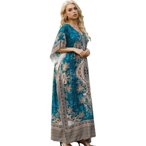 Bai Abaya A Large Muslim Ladys Long Dress In Middle East Turkish Print Holiday Loose Casual Dress 2021 Summer Fashion New Style