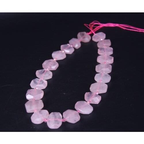 22pcs/strand Natural Rose Quartzs Faceted Slab Nugget Loose Beads,Cut Pink Crystal Stone Gems Slice Pendants Jewelry Making