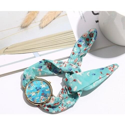 Hot Design Flower Cloth Wristwatch Fashion Women Watches Dress Ladies Bracelet Watch Quartz Watches Clock Reloj Mujer