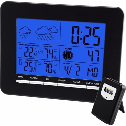 Wallmount Digital Indoor/Outdoor Wireless Weather Station Temperature RCC DCF Radio Controlled Clock Date Calendar C / F
