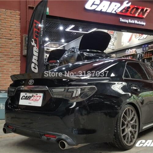 For Toyota Mark X REIZ spoiler 2010 -2017 year glossy Carbon Fiber Rear Roof Spoiler Wing Trunk Lip Boot Cover Car Styling