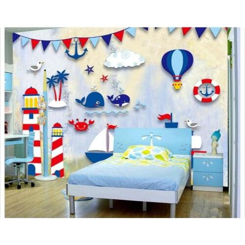 Custom photo wallpaper 3d murals wallpaper TV setting wall paper nautical hand-drawn cartoons murals wall papers home decoration