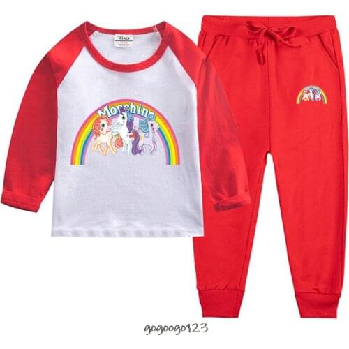 Disney Autumn Kids Baby Boys Girls Long Sleeve Tops T-shirt Pants My Little Baby girl pony Outfits Fall Sleeping Wear Set