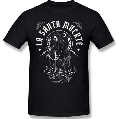 La Santa Muerte Saint Death Cool Motor Stytle T Shirt Plus Size Cotton Crewneck Short Sleeve Custom Anime Shirt