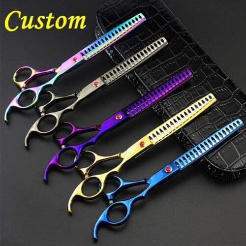 Customize japan 440c 7'' dog grooming hair scissors Pet hair clipper cat barber thinning scissor shears hairdressing scissors