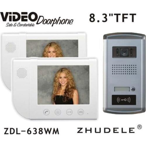 ZHUDELE FRID Camera home security intercom system kit 8.3" video door phone Luxury audio doorphone ID Card unlocking 1v2