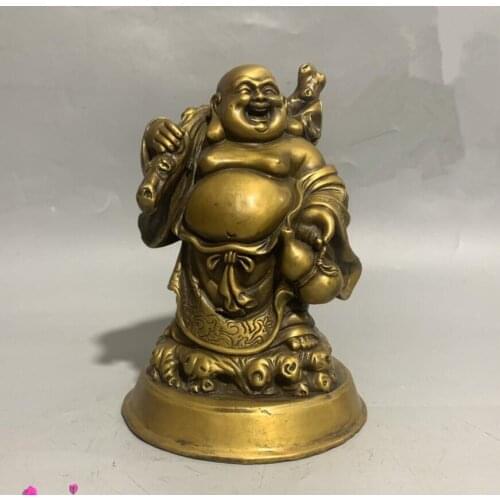 China brass archaize maitreya Buddha crafts statue