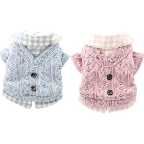 Dogs Jacket Coat Winter Dog Clothes Clothes With Buttom Dog Sweaters Pink Blue Colors 2020 Warm Sweater