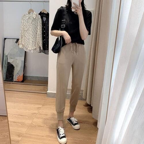 Kz0970a ~ comfortable and Slim small Harlan casual pants womens high waisted neckguard pants spring and summer new