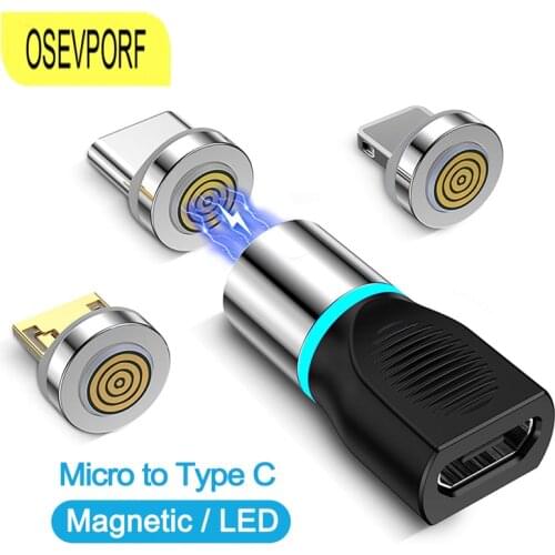 Magnetic Adapter Micro USB Type-C LED Adapter Connector USB C to Type C For Huawei P40 P30 Pro Magnet Convert Plug For Xiaomi