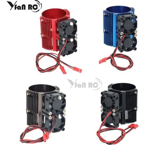 1 Set Metal Dual Fan 41-43mm Motor Radiator Heat Sink for 1/8 RC Car Monster Truck Traxxas SUMMIT E-REVO