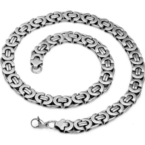 Mens Jewelry Necklace Solid Stainless Steel Flat Chain Byzantinism Link Hip-Hop Boy Friend Gift Hot Sale Accessory 6/8/10mm