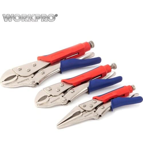 WORKPRO 3PC Locking Pliers Welding Tools Pliers Set 7" 10" Curved Jaw Pliers 6-1/2" Straight Jaw Pliers