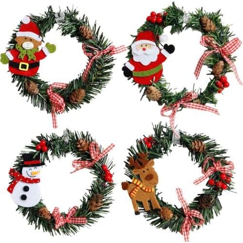 2020 NEW Christmas Decoration Ornaments Snowman Christmas Deer Cloth Art Wreath Rattan Reed Wreath Garland Party Supplies
