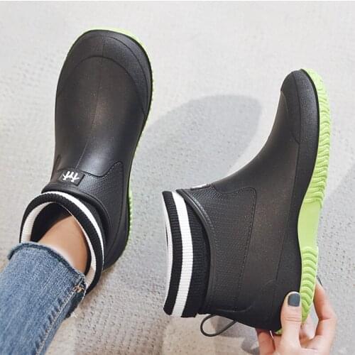 New Rain Boots Womens Rubber Anti-skid Colorful Unisex Ankle Boots Lightweight Slip on Boots Shoes Water-proof Drop Shipping