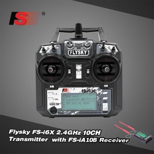 Original Flysky FS-i6X 2.4GHz 10CH AFHDS 2A RC Transmitter with FS-iA10B Receiver for RC Drone Airplane Helicopter
