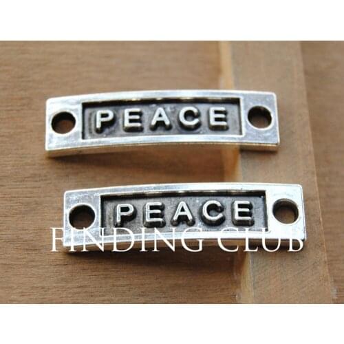 15 pcs 6x27mm Silver Color Letter "Peace" Connector Link Charms DIY Metal Bracelet Necklace Jewelry Findings A286