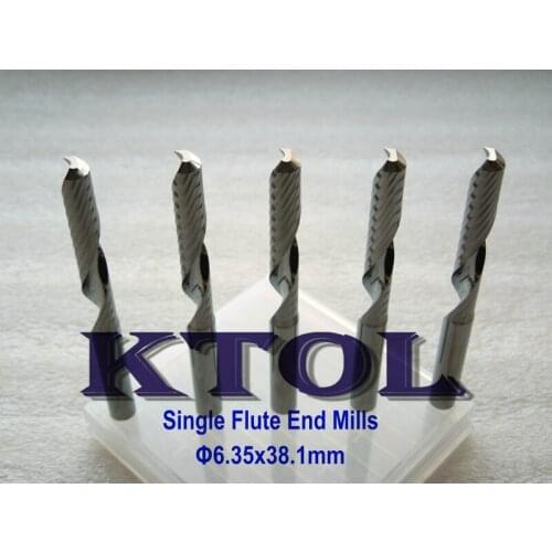 Custom Tools 6.35x38.1mm OVL-70mm One Flute Spiral Router Bit End Mill CNC Wood Cutter, Woodworking Router Bits for CNC Milling