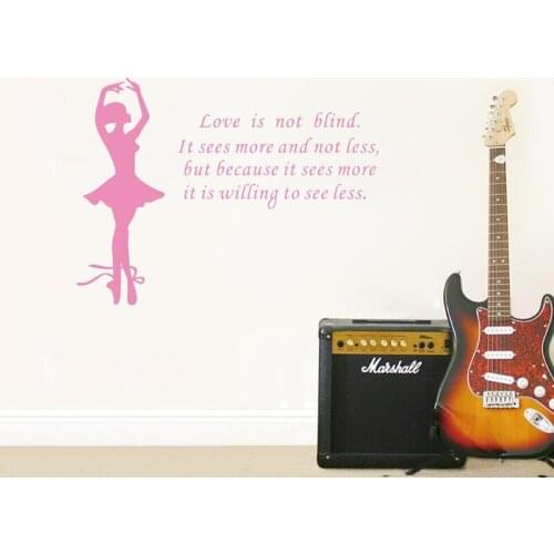 English poem love is .. with beautiful ballet girl vinyl wall art stickers home decor dance quotes,w10154