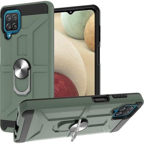 Magnetic Metal Ring Stand Armor Shockproof Case For Samsung Galaxy A12 5G Soft TPU Hard PC Protective Back Cover Coque Fundas