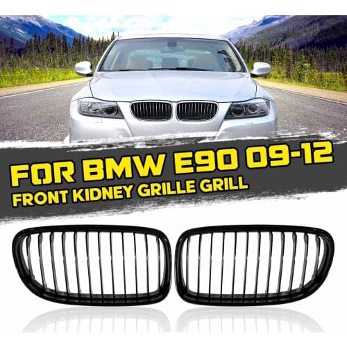 2Pcs Auto Front Bumper Kidney Grille Racing Grill Gloss Black For BMW E90 E91 4 Door LCI 3 Series 2009 2010 2011 2012