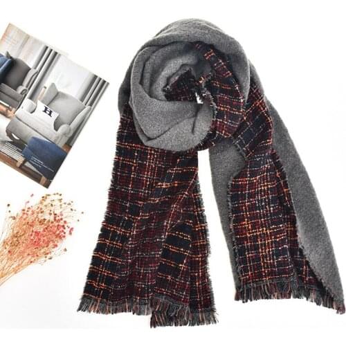 KENSHELLEY Winter Thick Warm Womens Fashion Scarves Long ShawlKnit Large Plaid Scarf Super Soft Classic Cashmere Feel Scarf