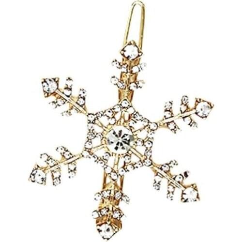 Alloy White Rhinestone Snowflake Clip Elegant Design Barrette Stick Hairpin Hair Pins Women Girls Head Accessory