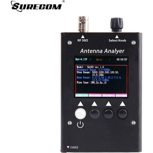 SURECOM SA-160 LCD Display 0.5-60MHz Color Graphic Antenna Analyzer BNC Connector for Two Way Radio SA160 Antenna Testing Meter