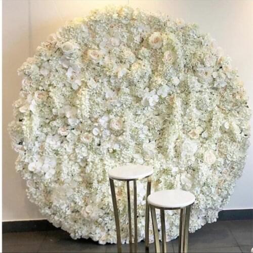 Very 3D Artificial Flower Wall Wedding Background Ivory Hydrangeas Orchids Fake Flower Plate Road Lead Home