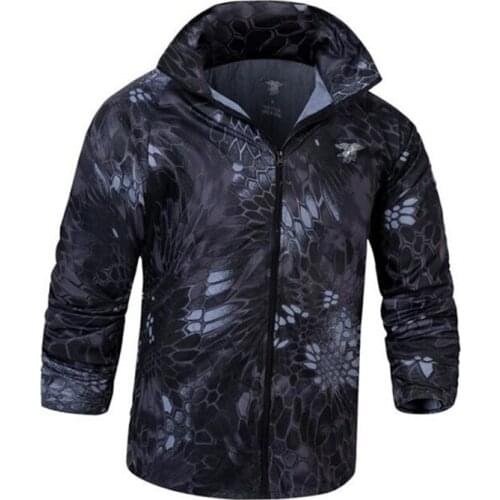 Tactical Camouflage Quick Dry Waterproof Anti UV Jacket Men Sports Fishing Climbing Sunscreen Breathable Hooded Skin Coat Tops
