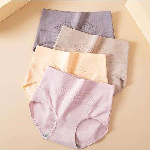 High Waist 4Pcs/set Cotton Panties Women Solid Briefs Body Shaper Underwear Breathable Comfort Female Lingerie Plus Size 5XL