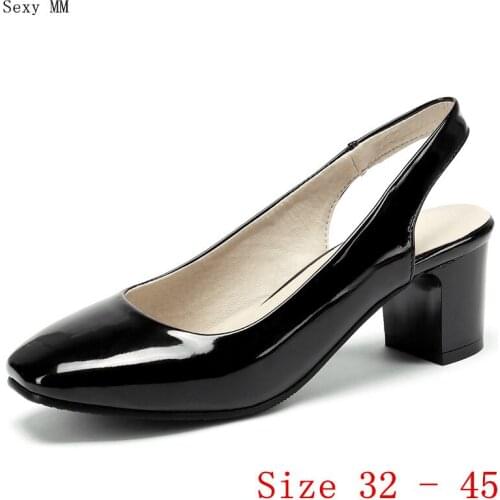 Sexy Med High Heels Women Pumps Slingbacks High Heel Shoes Woman Party Wedding Shoes Small Plus Size 32 33 - 40 41 42 43 44 45