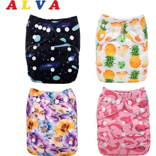 U Pick ALVABABY Printed Baby Cloth Diaper Reusable Cloth Nappy for Unisex with 1pc Microfiber Insert