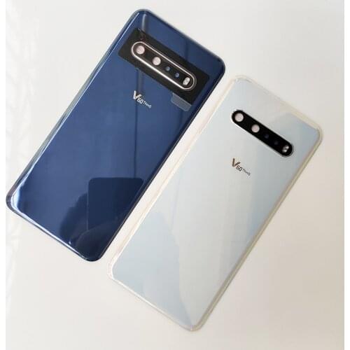 V60 UW Original Back Glass Cover For LG V60 ThinQ 5G Back Door Replacement Battery Case,Rear Housing Cover Black + Camera Lens
