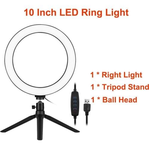 10 Inch LED Ring Light with Tripod Stand 3200K-5500K Camera Light Lamp 3 Light Modes & 10 Brightness Level for Makeup Photo
