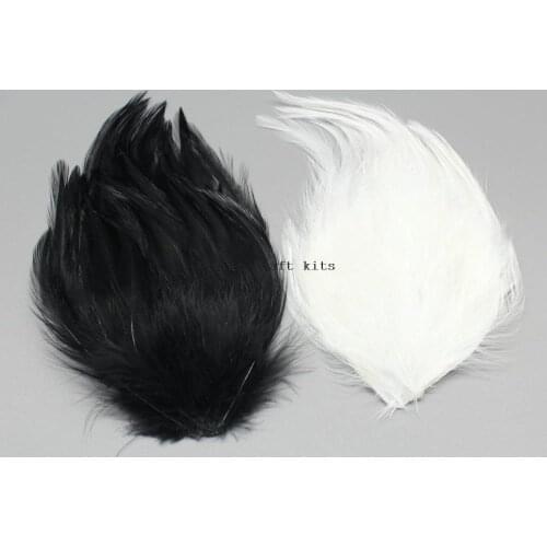 10 pads Raven Black And White Feather Pad Applique. Diy Craft Item for Millinery, Masks, Costumes, Hats, for diy headband