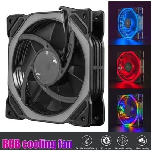 12MM RGB Fan Silent Radiator Square Frame CPU Cooler 1200rpm 15LED Computer Case Cooling Fan with LED Light for PC
