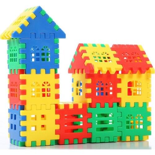 24pcs 3D Puzzle Games Cube Toys For Children Wooden Blocks Jigsaw Hobby Other Brain Toy Bricks House Interactive Toys For Kids