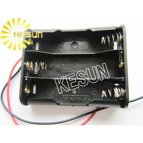 50PCS x 3x AA 4.5V Plastic Black Battery Storage Case Box Holder Socket With150mm Wire Leads
