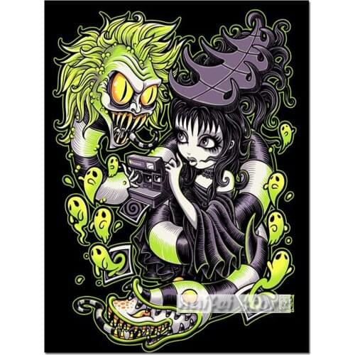 Horror Demon Witch Girl Full Square 5D Diy Round Diamond Painting Diamond Embroidery Cross Stitch Home Decoration Painting