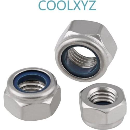 American Nylon Lock Nut Locknut Stainless Steel Self-locking Nut Locking Screw Cap 5Pcs