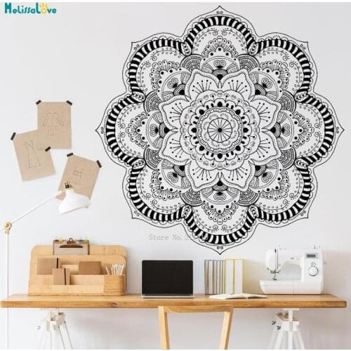 Large Size Yoga Room Decor Hindu Mandala Spiritual Wall Decals Home Living Room Hippie Decor Removable Vinyl Artwork YT5442