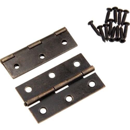 2pcs Antique Bronze Hinges 60*37mm 6 holes Iron Decorative screws Vintage Wooden Jewelry Gift Box Wine case Furniture Accessory