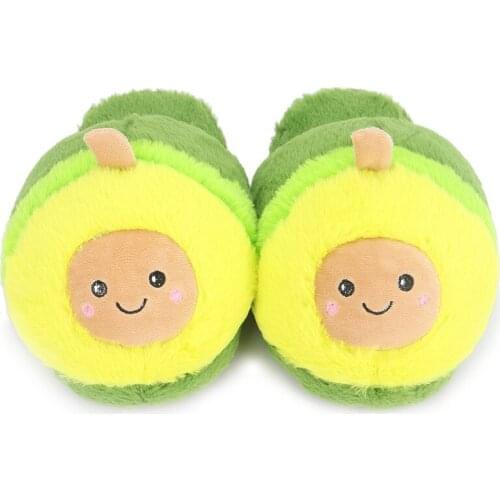 36-38size Indoor Slippers Cartoon Avocado Slippers Couple Warm Slippers Plush Shoes Home Slippers Children Soft Cute