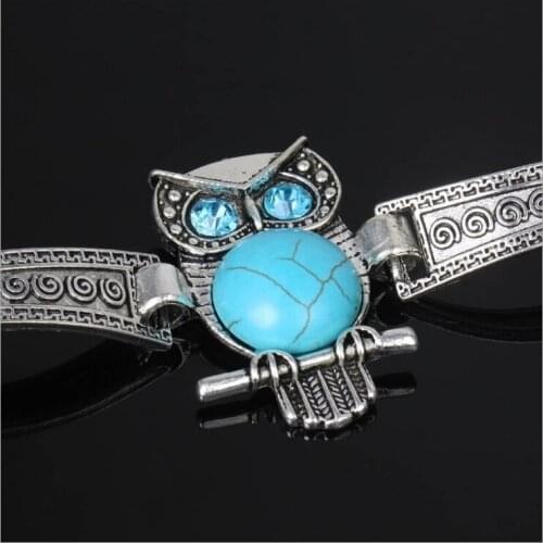 European And American Retro Owl Loose Stone Bracelet Antique Ethnic Wind Carved